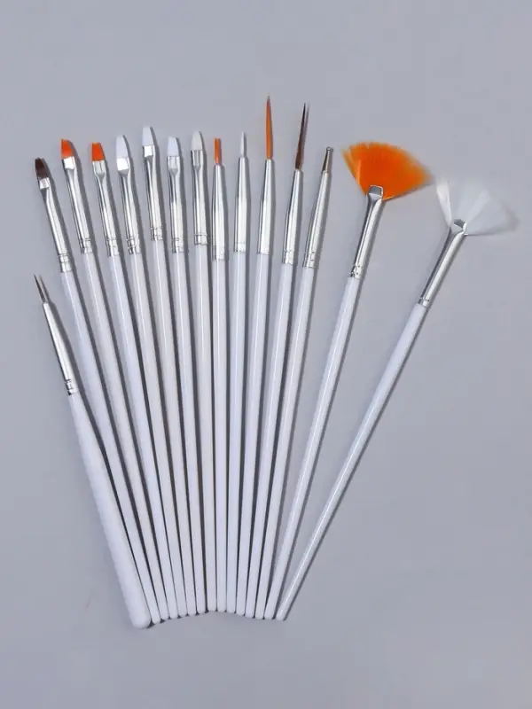 Набор кистей для наращивания и дизайна ногтей, 15 шт., белый