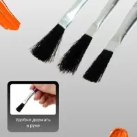 Набор кистей для рисования, нейлон, 3 штуки, плоские, пластиковые цветные ручки, международный размер