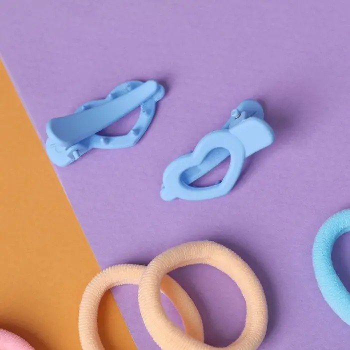 Набор для волос Набор для волос "Карамель" (10 резинок 3 см, 2 зажима 3 см) сердечность, голубой