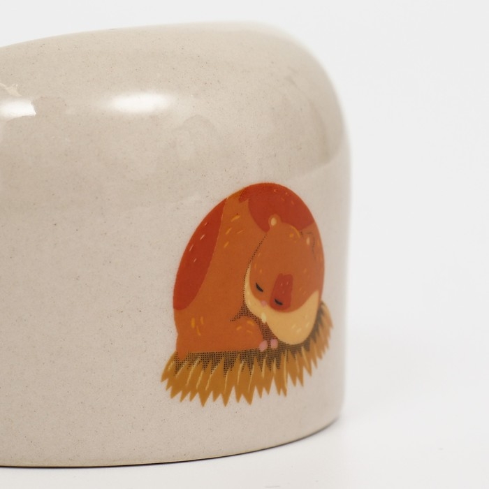 Миска керамическая Миска керамическая "Хомяки" 65мл, 6,3 х 4,5 см, бежевая с принтом