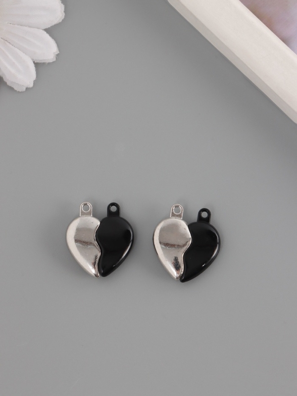 Замок магнитный металл Замок магнитный металл "Вторая половинка, сердце" набор 2 шт чёрно-серебряный 2,6х2,2 см