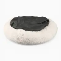Лежанка для собак и кошек, длинный мех, 80&times;80&times;25 см, молочная
