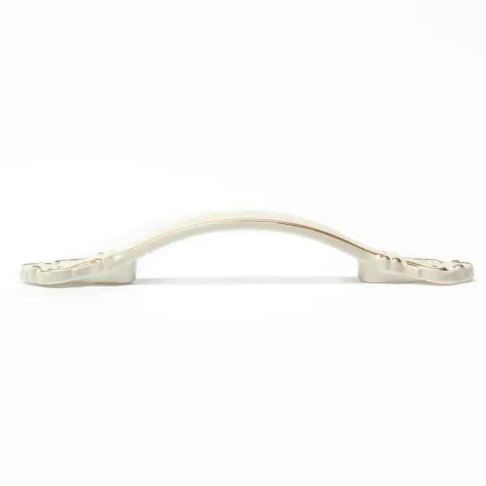 Ручка-скоба мебельная РС201, м/о 96 мм, белая, с золотой вставкой