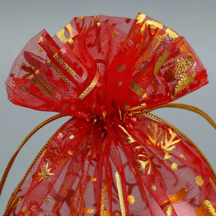 Мешочек подарочный органза «Happy new year», 16 х 24 см +/- 1.5 см Мешочек подарочный органза «Happy new year», 16 х 24 см +/- 1.5 см