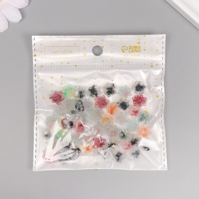 Декор для творчества акрил Декор для творчества акрил "Лотос" светится в темноте, меняет цвет от у/ф набор 50 шт 1,1х1,1 см 1