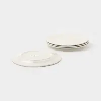 Тарелки Доляна White Label, набор 4 шт., d=22.5 см, утолщенный край, фарфор, белые