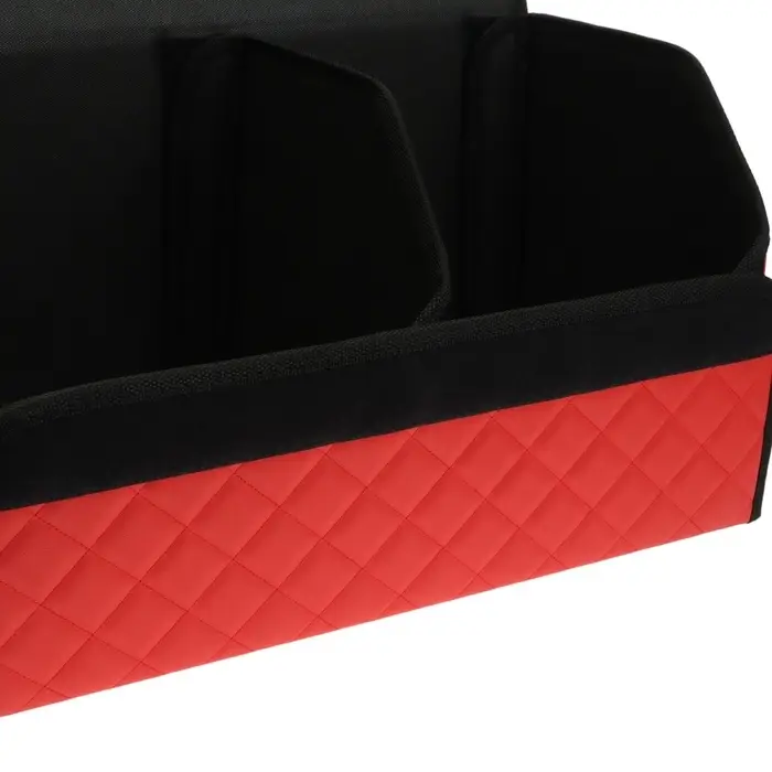 Органайзер кофр в багажник автомобиля Cartage саквояж, экокожа стеганая, 50х30х30 см, красный