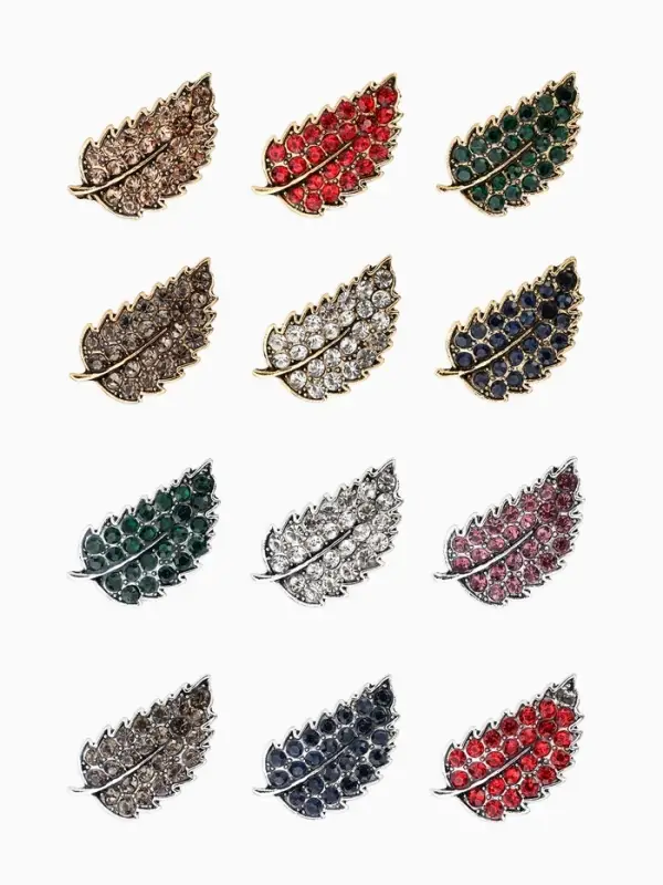 Брошь "Листик" маленький,  (фас 12шт), цвет МИКС