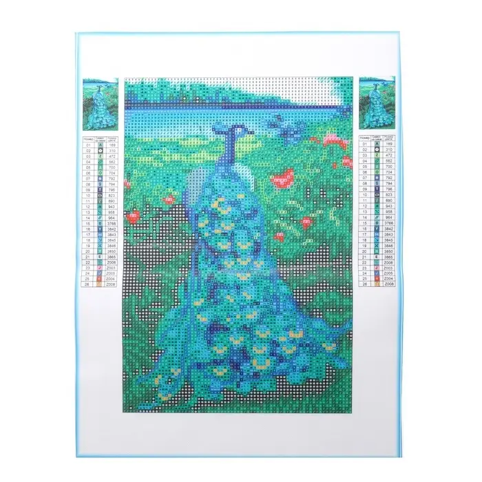 Алмазная мозаика с полным заполнением со светящимися стразами на холсте &laquo;Павлин&raquo;, 20&times;30 см