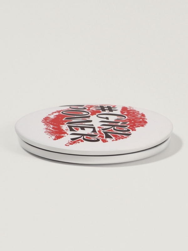 Зеркало складное круг (2) c/увел d7,3см GRL PWR губы пласт пакет QF