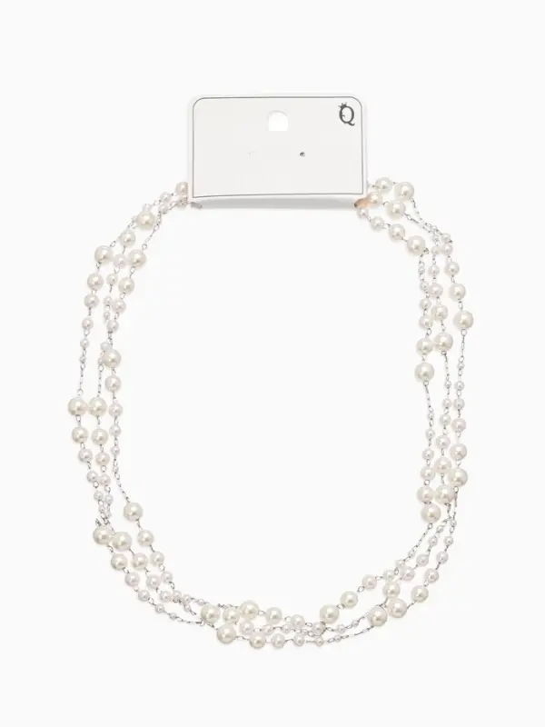 Бусы жемчужные, длинные, d=3.4, 5.6, 8.10, белые в серебре