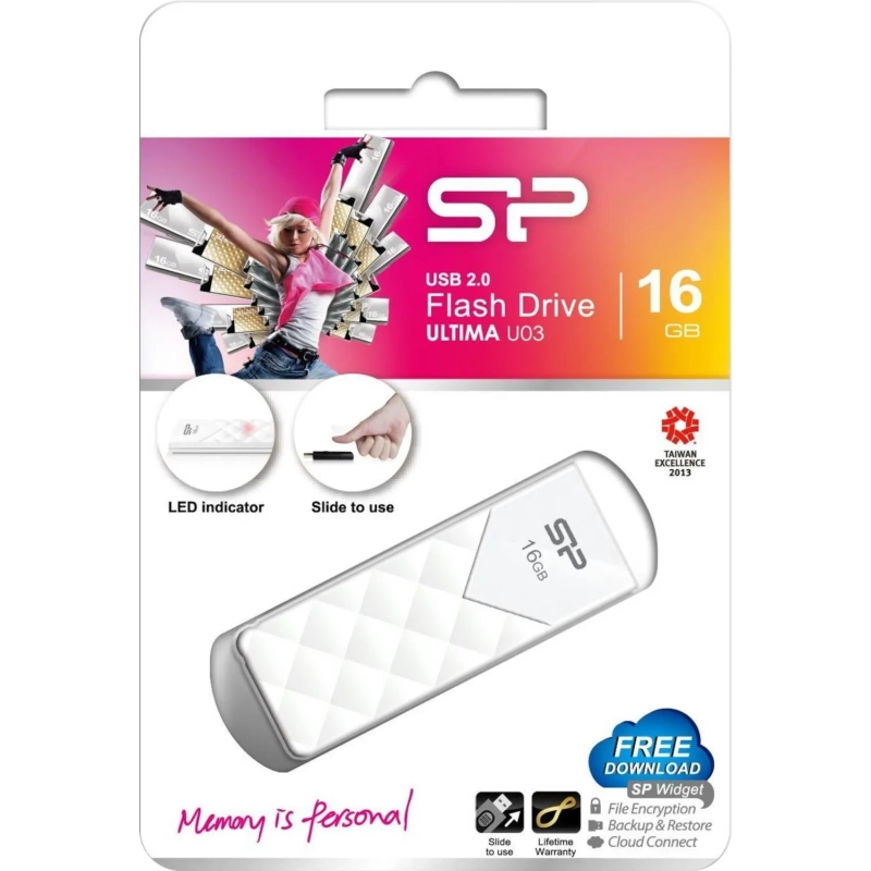 Флеш-память Silicon Power Ultima U03, 16Gb, USB 2.0, бел, SP016GBUF2U03V1W
