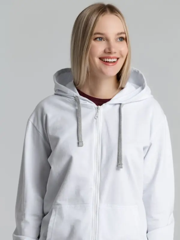 Толстовка на молнии с капюшоном Unit Siverga белая, размер XS Толстовка на молнии с капюшоном Unit Siverga белая, размер XS