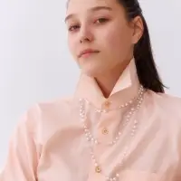Бусы жемчужные, длинные, d=3.4, 5.6, 8.10, белые в золоте