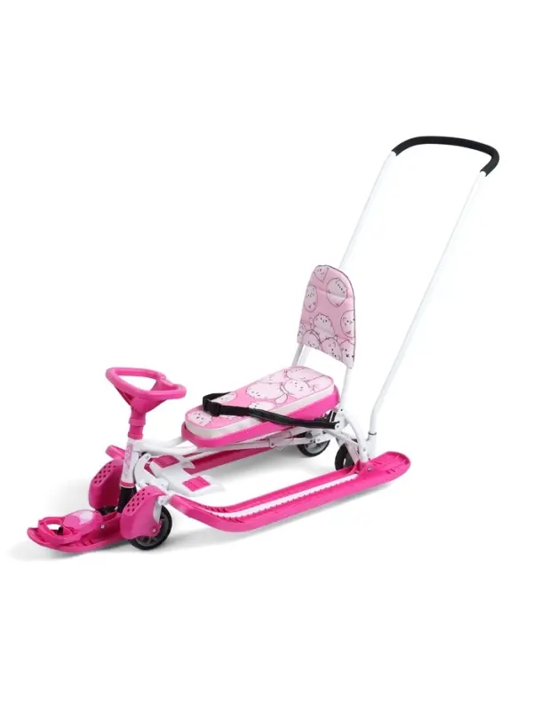 Снегокат «Котики», с родительской ручкой, со спинкой, розовый, ТС6-СЛ/К Snow Cat Снегокат «Котики», с родительской ручкой, со спинкой, розовый, ТС6-СЛ/К Snow Cat