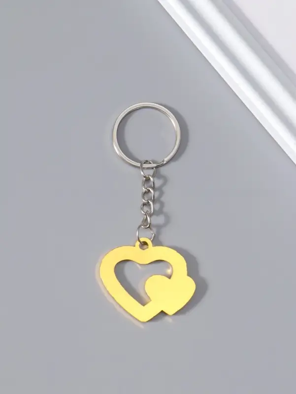 Брелок металл "Двойное сердце" стразы МИКС 3,3х3,7 см