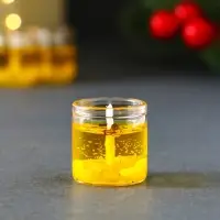 Свечи гелевые &laquo;Счастливого Нового года&raquo;, 3 шт., золотые, 2.5&times;2.5&times;2.5 см