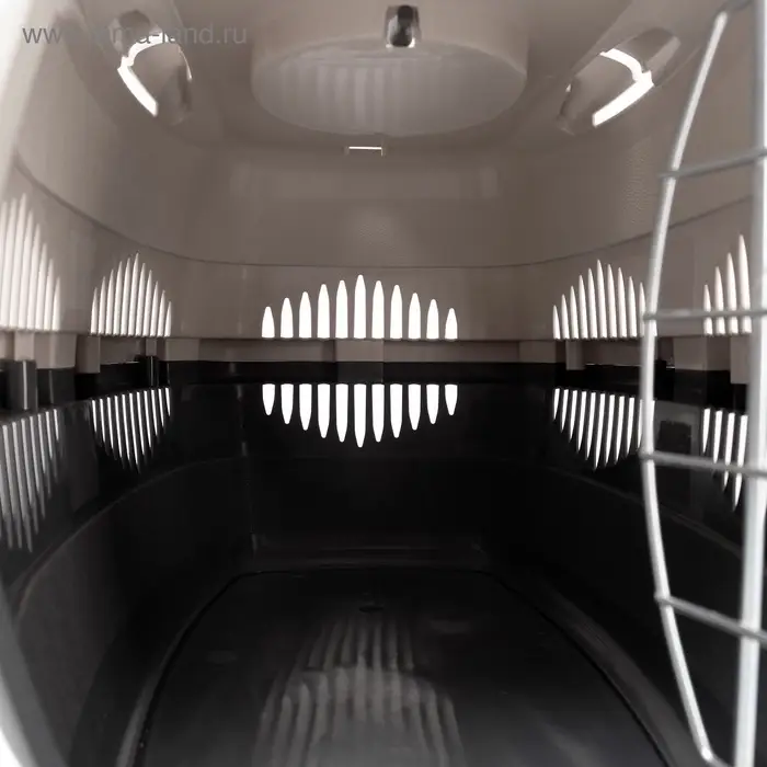 Переноска для животных до 12 кг &laquo;Пижон&raquo;, 49&times;33&times;32 см, металлическая дверь, пластик, бежевая, серая