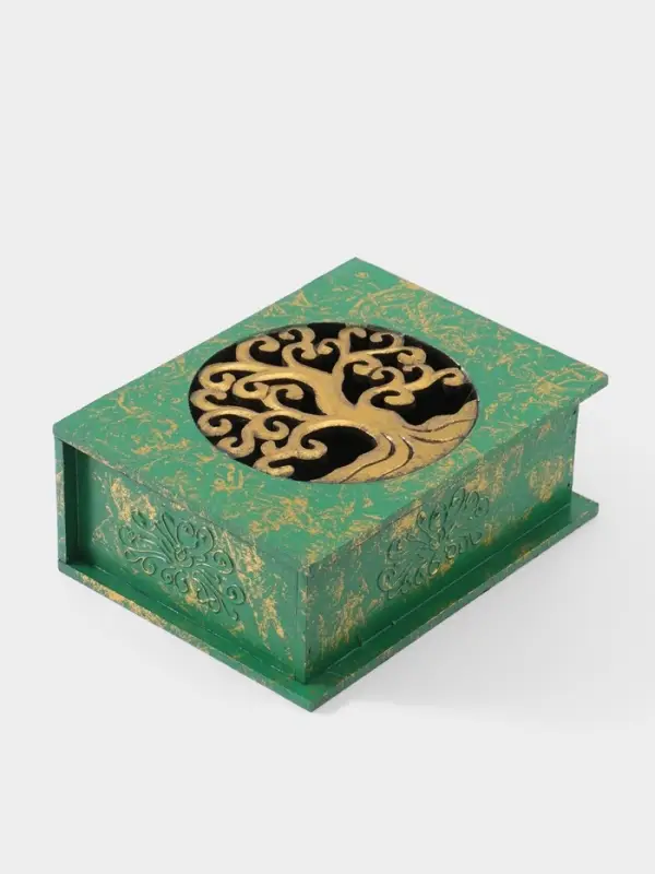 Шкатулка "Древо" 24х18х9 см, МДФ, цв. зелёный