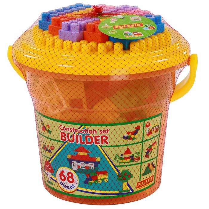 Конструктор «Строитель», 68 элементов, в ведре макси с крышкой Конструктор «Строитель», 68 элементов, в ведре макси с крышкой