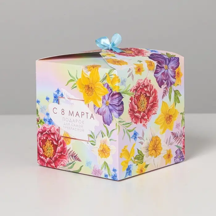 Коробка подарочная складная, упаковка, «8 марта», 12 х 12 х 12 см Коробка подарочная складная, упаковка, «8 марта», 12 х 12 х 12 см