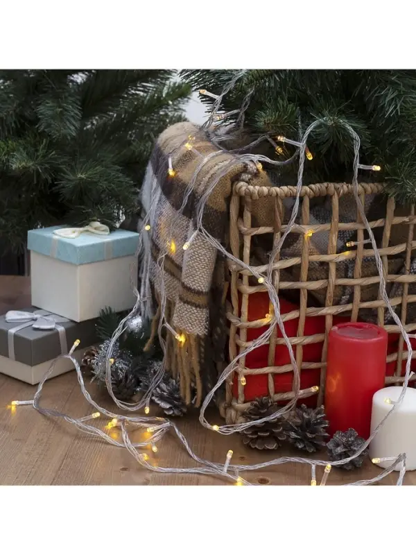 Гирлянда &laquo;Нить&raquo; 10 м, IP20, прозрачная нить, 100 LED, 8 режимов, 220 В, свечение жёлтое