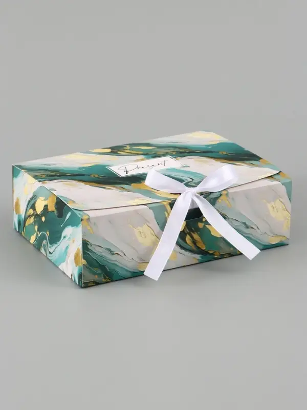 Коробка подарочная самосборная Present, 16.5&times;12&times;5 см, с лентой