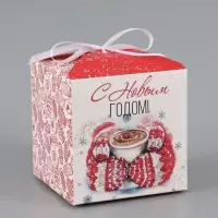 Коробка складная, подарочная новогодняя &laquo;С Новым годом&raquo; 12&times;12&times;12 см