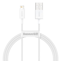 Кабель Baseus, Lightning - USB, 2.4 А, TPE оплётка, 1 м, белый