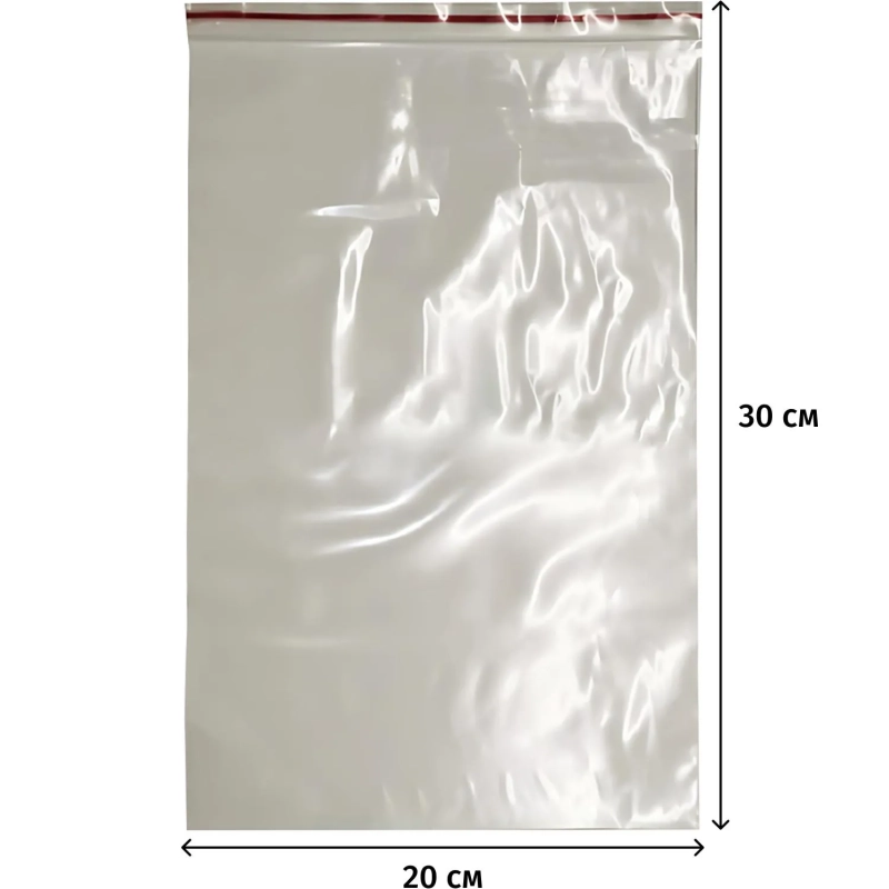 Пакет с замком Zip Lock 20 х 30 см, 60 мкм, с полосой для надп, 100 шт/уп