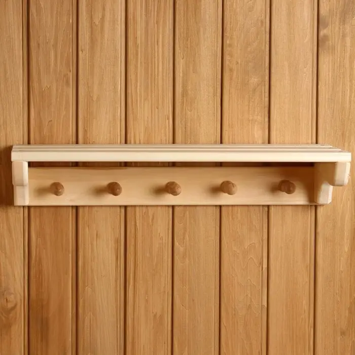 Полка - вешалка для бани и сауны, 57&times;18&times;12 см, деревянная, настенная, 5 крючков, &laquo;Добропаровъ&raquo;