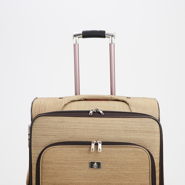 Чемодан большой 95 л (L), отдел на молнии, с расширением, кодовый замок, 4 колеса, наружный карман, цвет бежевый Чемодан большой 95 л (L), отдел на молнии, с расширением, кодовый замок, 4 колеса, наружный карман, цвет бежевый
