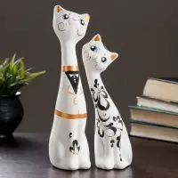 Набор фигурок керамика &laquo;Love Коты&raquo;, 2 шт., белые, 7&times;9&times;29 см