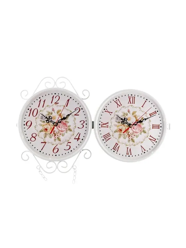 Часы настенные двусторонние, на подвесе WELCOME, d=23 см, 47&times;31 см, 2хАА, белые