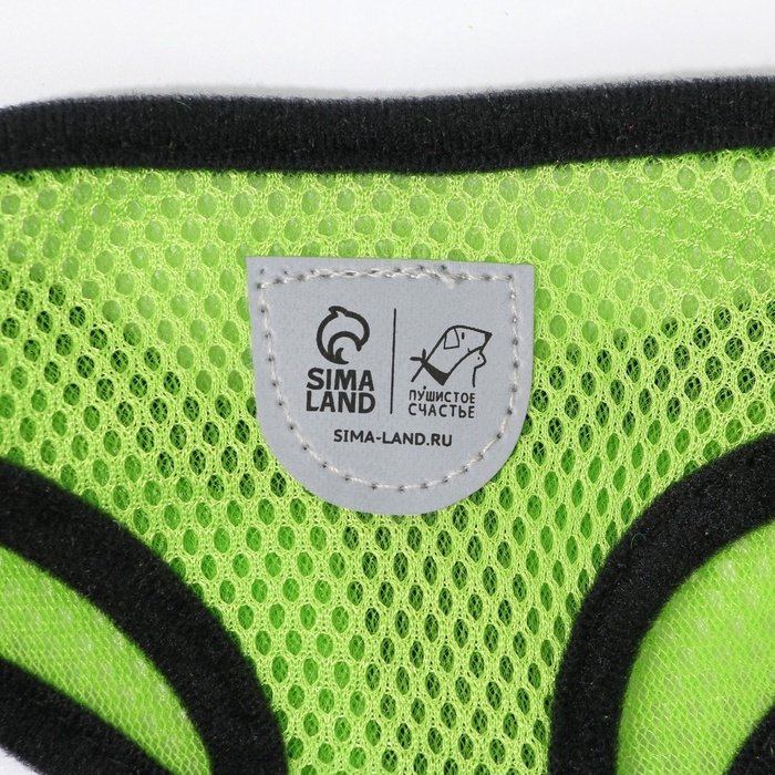 Шлейка дышащая с поводком и светоотражающей нашивкой, M, ОШ 33, ОГ 32-43, зеленая Шлейка дышащая с поводком и светоотражающей нашивкой, M, ОШ 33, ОГ 32-43, зеленая