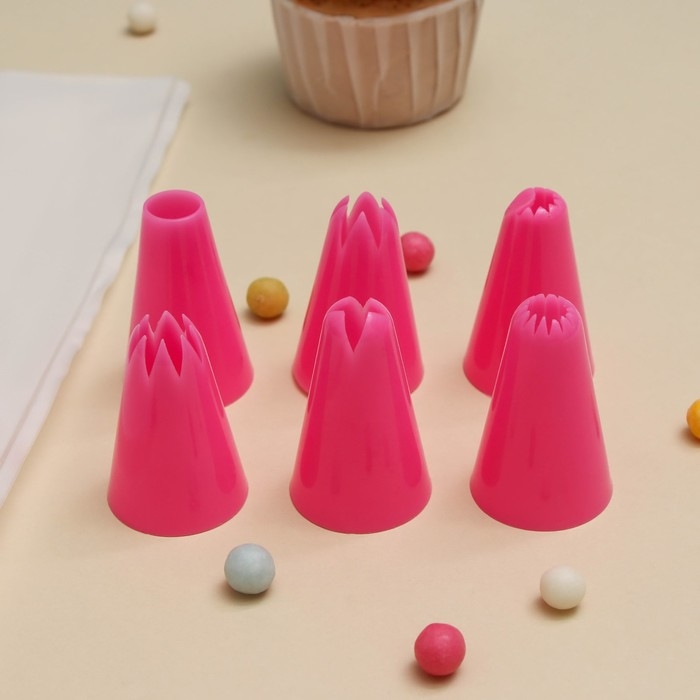 Набор кондитерский Доляна «Бирюза», 6 насадок (основание насадки 2,5 см), 29×19×3,5 см, насадки и цвет МИКС Набор кондитерский Доляна «Бирюза», 6 насадок (основание насадки 2,5 см), 29×19×3,5 см, насадки и цвет МИКС