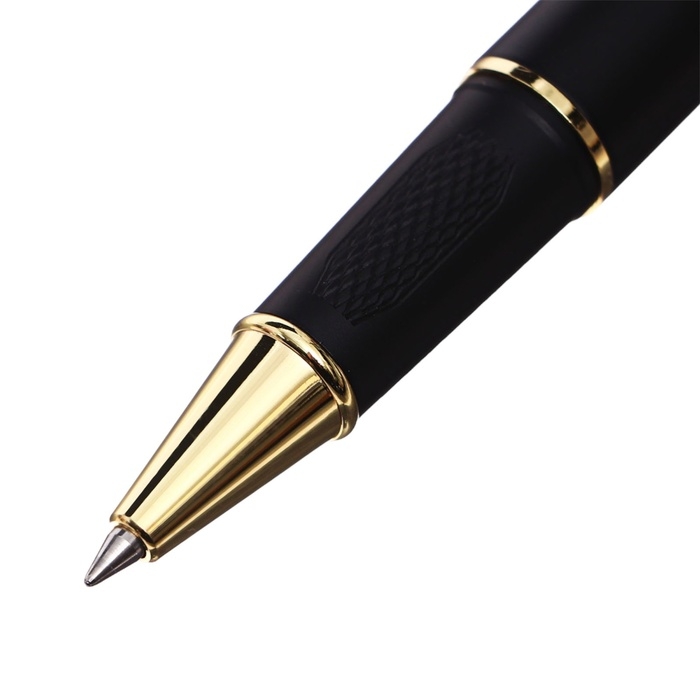 Ручка подарочная роллер в кожзам футляре Офис корпус черный/золото Ручка подарочная роллер в кожзам футляре Офис корпус черный/золото