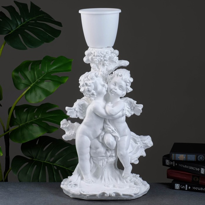 Фигурное кашпо Фигурное кашпо "Пара ангелов" белые 1,2 л / 32х62х24см