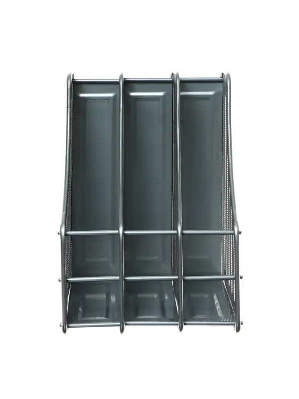 Лоток для бумаг вертикальный, металлическая сетка, 3 отделения, серый