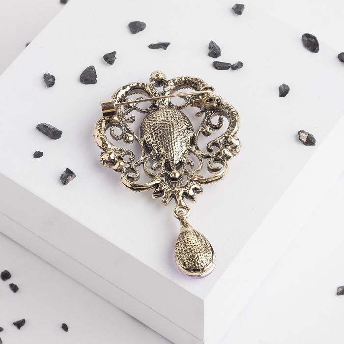 Брошь «Императрица» изящность, цвет фиолетовый в чернёном золоте Брошь «Императрица» изящность, цвет фиолетовый в чернёном золоте