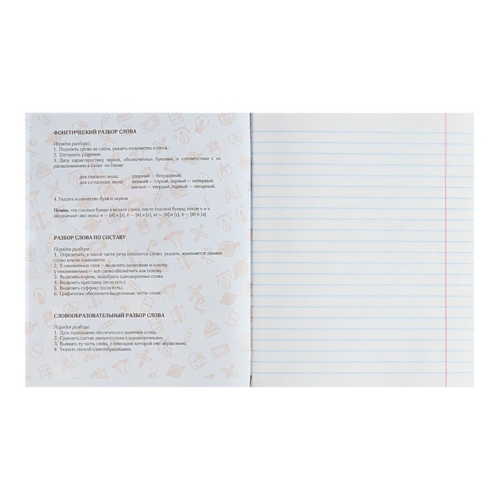 Тетрадь предметная Calligrata TOP "Школьный стиль", 48 листов в линию Русский язык, со справочным материалом, пластиковая обложка, блок офсет