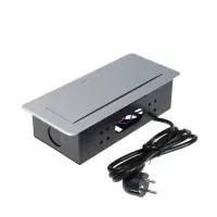 Розетка выдвижная Luazon Lighting, 16 А, двухместная, в стол, 2xUSB, 2.1 A, серебристая