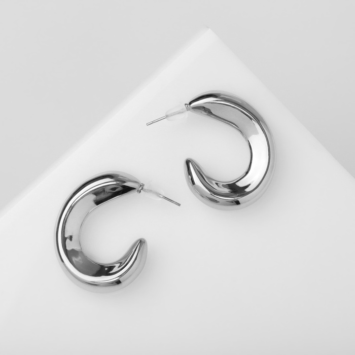 Серьги пластик «Майя» крюг, цвет серебро Серьги пластик «Майя» крюг, цвет серебро