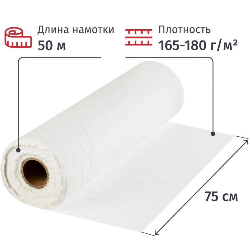 Полотно техническое ФЛАНЕЛЬ отбеленная, рулон 0,75х50м, пл. 175г/м2