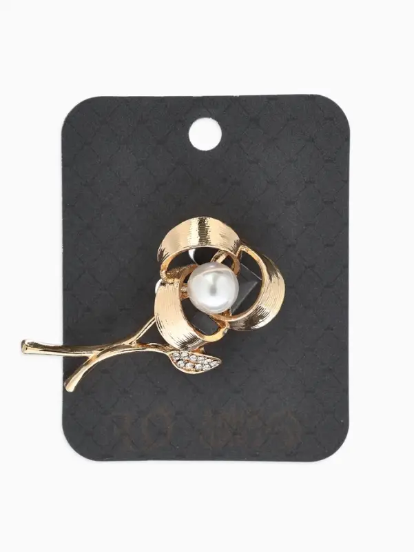 Брошь &laquo;Цветок&raquo; тринити, жемчуг, цвет белый в золоте