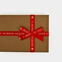 Лента атласная для упаковки подарков &laquo;С Новым годом&raquo; 2 см &times; 5 м, тиснение