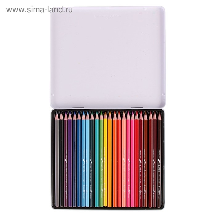 Карандаши акварельные 24 цвета Aquarelle, в металлической коробке с ложементом Карандаши акварельные 24 цвета Aquarelle, в металлической коробке с ложементом