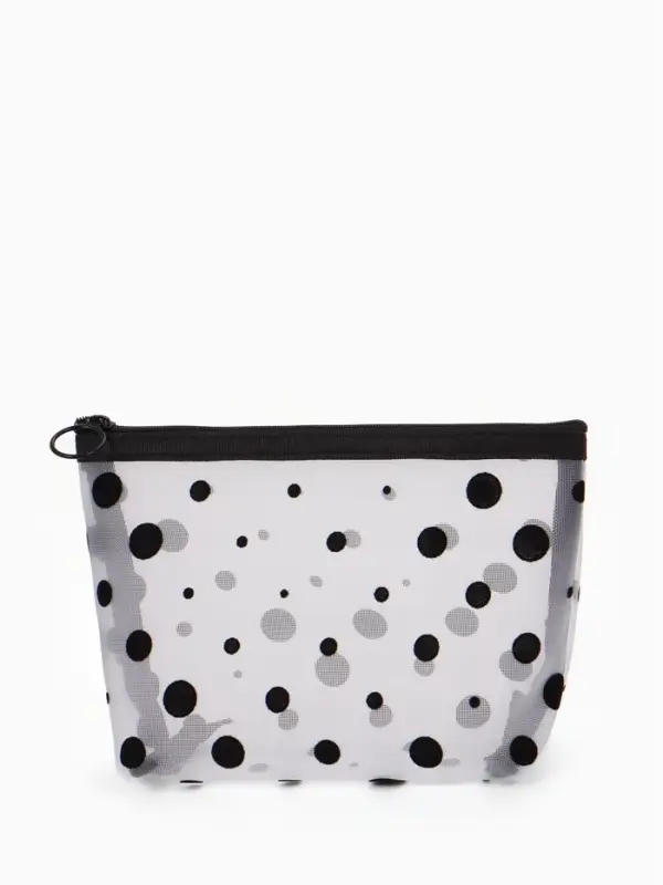 Косметичка дор Горох, сетка 17*6,5*13,5, отд на молнии, белый Косметичка дор Горох, сетка 17*6,5*13,5, отд на молнии, белый