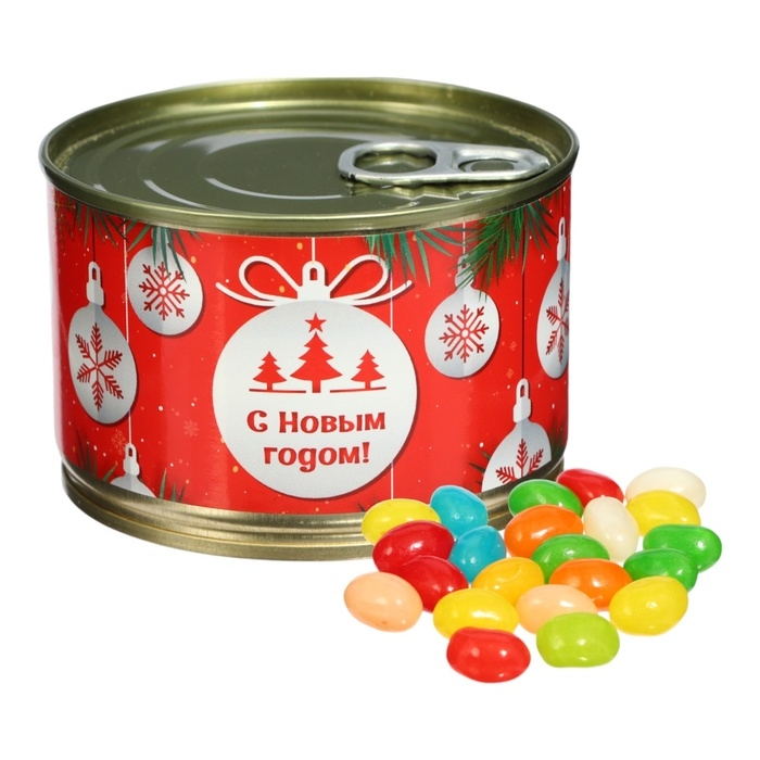 Новый год. Мармеладные бобы  Новый год. Мармеладные бобы "Ёлочные шары", в консервной банке, 100 г