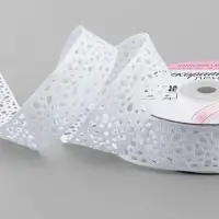 Лента декоративная, репсовая, ажурная, 25 мм, 9.1&plusmn;0.5 м, белая
